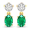 1.12ctw 14K Yellow Gold  Zambian Green Emerald and White Diamond Halo Earrings