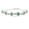 Green Lab Created Emerald and Lab Created White Sapphire Halo Rhodium
Over Sterling Silver Bracelet