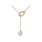 Cultured Freshwater Pearl Lariat Necklace In 18K Gold Over Bronze 20 Inch
