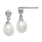 Rhodium Over Sterling Silver 7-8mm White Freshwater Cultured Pearl Cubic
Zirconia Dangle Earrings