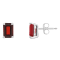 6x4mm Emerald Cut Garnet 14k White Gold Stud Earrings