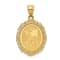 14k Yellow Gold Solid Satin, Polished and Textured Virgo Zodiac Oval Pendant