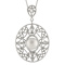 10-11mm Button White Cultured Freshwater Pearl and CZ Rhodium Over
Sterling Silver Pendant