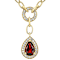 Garnet Pear And White Zircon Station Necklace In 18K Gold Over Sterling
Silver 1.74ctw