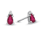 0.42ctw Pear Shaped Ruby and Diamond Earrings in 14k White Gold