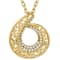 CZ Filigree Circle Pendant With Chain In 18K Gold Over Sterling Silver 0.11ctw