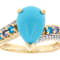 Turquoise, Tanzanite, Neon Apatite And White Zircon Ring In 18K Gold
Over Sterling Silver 0.34ctw