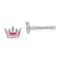 Rhodium Over Sterling Silver Enamel Pink Crown Children's Post Earrings