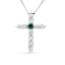 0.18ctw Emerald and Diamond Cross Pendant in 14k White Gold
