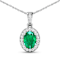 1.0ctw 14K White Gold Zambian Emerald and White Diamond Pendant with 18
inch Cable Chain