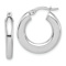 Rhodium Over 14k White Gold Polished 7/8" Tube Hoop Earrings