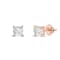 White Cubic Zirconia 14k Rose Gold Studs With Velvet Gift Box 0.50ctw