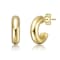 Tubular C-Hoop Earrings In 14K Gold Over Brass