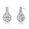 CZ Halo Drop Earrings In Rhodium Over Brass