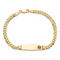 14k Yellow Gold Medical Soft Diamond Shape Red Enamel Curb Link ID Bracelet