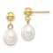 10k Yellow Gold 6-7mm White Rice Freshwater Cultured Pearl Dangle Earrings