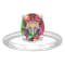 10x8mm Oval Mystic Topaz With Diamond Accents Rhodium Over Sterling
Silver Hidden Halo Ring