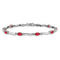 Rhodium Over 14k White Gold Diamond and Ruby Bracelet
