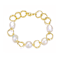 Pear Shape Pearl And CZ Chain Bracelet In 14K Gold Over Sterling Silver