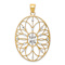 14K Two-tone Gold  Diamond-Cut Floral Medallion Pendant