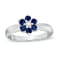 0.43ctw Sapphire and Diamond Flower Cluster Ring in 14k White Gold