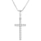 White Cubic Zirconia 14k White Gold Cross Pendant With Chain 0.30ctw