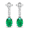 1.12ctw 14K White Gold  Zambian Green Emerald and White Diamond Halo Earrings