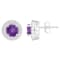 6mm Round Amethyst 1/5 ctw Diamond Rhodium Over Sterling Silver Halo
Stud Earrings