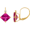 10K Yellow Gold Lab Created Pink Sapphire and Diamond Princess Leverback
Earrings 3.40ctw