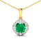 2.07ctw 14K Yellow Gold Zambian Emerald and White Diamond Pendant with
18 inch Cable Chain
