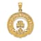 14k Yellow Gold Textured Claddagh Leaf Pendant