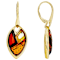 Amber Inlay Dangle Earrings In 18K Gold Over Sterling Silver 13x7mm