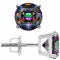 Multi-color Cubic Zirconia 14k White Gold Studs With Velvet Gift Box 4ctw