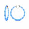 14K Yellow Gold Over Sterling Silver XL Bamboo Acrylic Hoops in Blue
