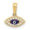14k Yellow Gold Polished Cubic Zirconia and Multi-Color Enamel Evil Eye Pendant