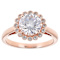 Round CZ Ring With Halo In 18K Rose Gold Over Sterling Silver