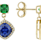 Blue And Green CZ Earrings In 18K Gold Over Sterling Silver
