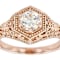 Diamond Simulant Round Vintage Inspired Ring In 18K Rose Gold Over
Sterling Silver 1.08ct