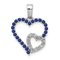 Rhodium Over 14k White Gold Diamond and Sapphire Double Heart Pendant