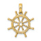 14k Yellow Gold 3D Ships Wheel Charm