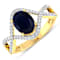 1.54ctw Blue Sapphire and Diamond 14K Yellow Gold Halo Ring