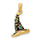 14k Yellow Gold Textured and Enameled 3D Witch's Hat (Halloween) Charm