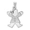 Rhodium Over 14k White Gold Satin Diamond Kid with Bow Pendant