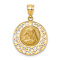 14k Yellow Gold Brushed, Textured and Polished Virgin Mary Pendant