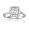 Baguette White Topaz and Round Moissanite Sterling Silver Halo Ring 1.75ctw