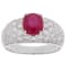 Cushion Red Ruby and White Diamond 18K White Gold Ring. 2.97 CTW