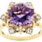 Amethyst Hexagon Star Cut And White Zircon Ring In 18K Gold Over
Sterling Silver 4.06ctw