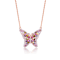 Multi-Color CZ Butterfly Station Necklace In 18K Rose Gold Over Sterling Silver