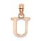 14k Rose Gold Polished Block Letter U Initial Pendant