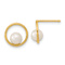 14k Yellow Gold Open Circle 5mm Freshwater Cultured Pearl Stud Earrings
